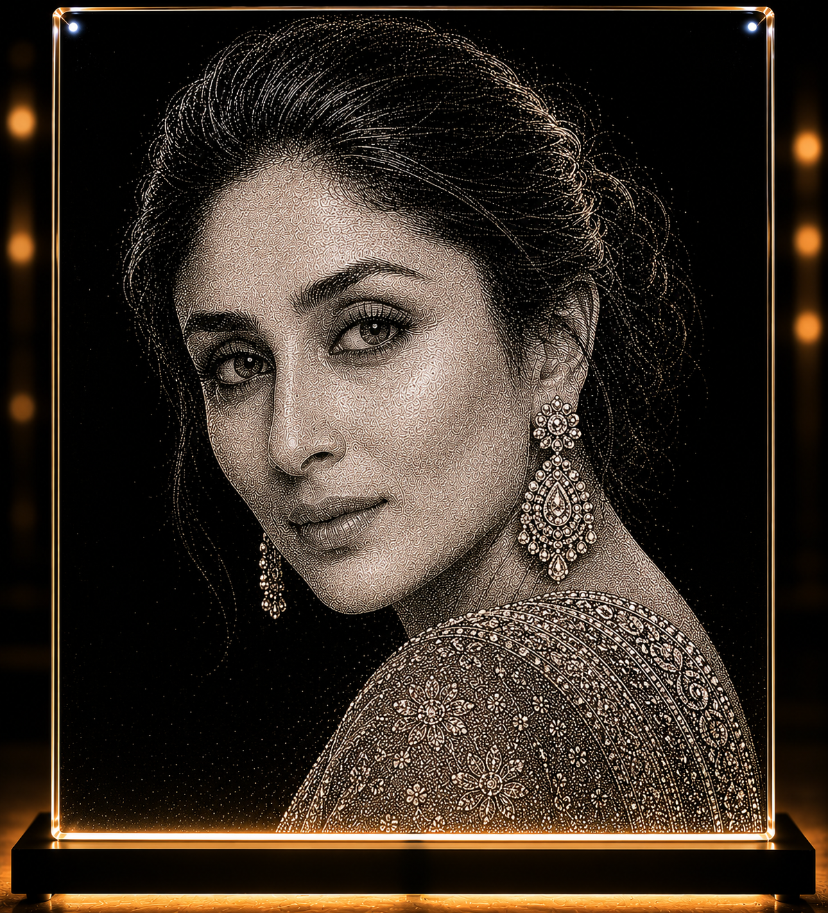 Kareena Kapoor Glass & Marble Hammering Carved Painting Art